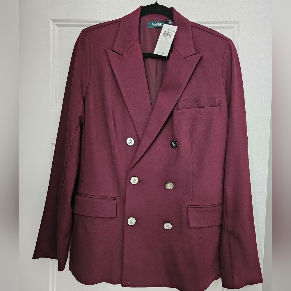Lauren Ralph Lauren Double-Breasted Blazer in Wine